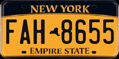 NY license plate FAH8655