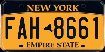 NY license plate FAH8661