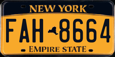 NY license plate FAH8664