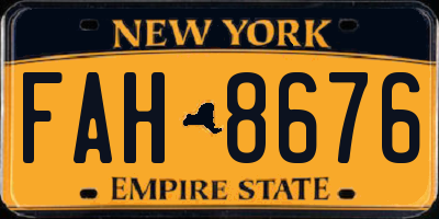 NY license plate FAH8676