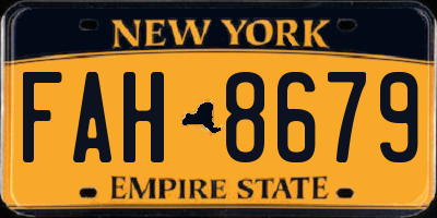 NY license plate FAH8679