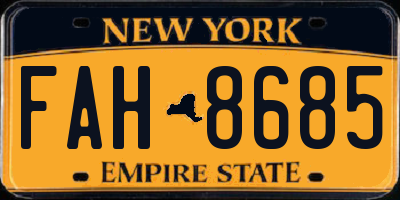 NY license plate FAH8685