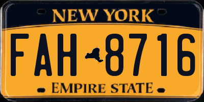 NY license plate FAH8716