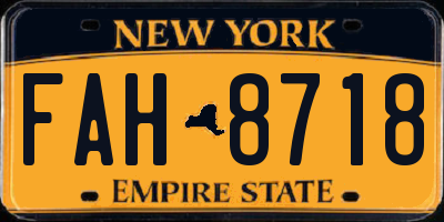 NY license plate FAH8718