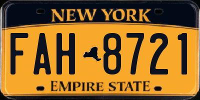 NY license plate FAH8721
