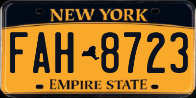 NY license plate FAH8723