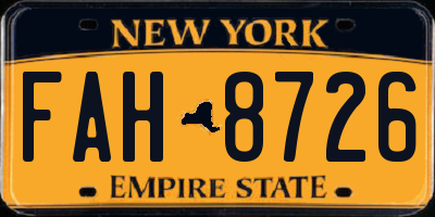 NY license plate FAH8726