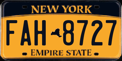 NY license plate FAH8727