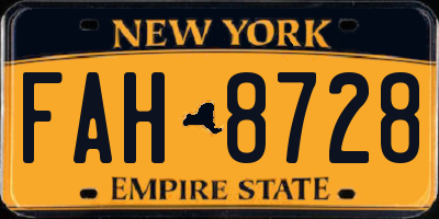 NY license plate FAH8728