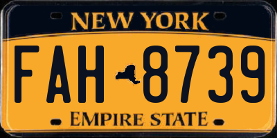 NY license plate FAH8739