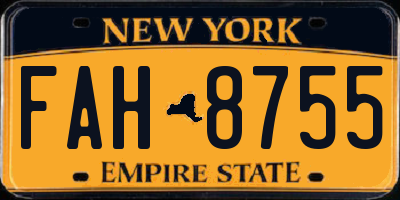 NY license plate FAH8755