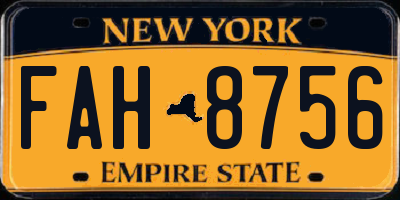 NY license plate FAH8756