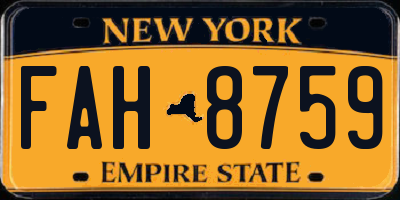 NY license plate FAH8759