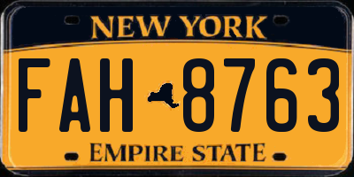 NY license plate FAH8763