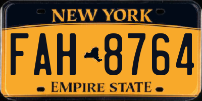 NY license plate FAH8764