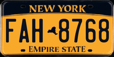 NY license plate FAH8768