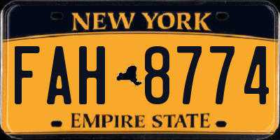 NY license plate FAH8774
