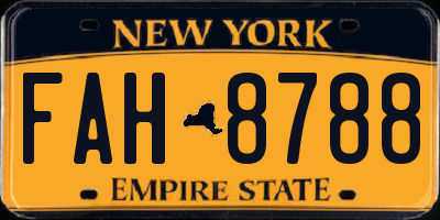 NY license plate FAH8788
