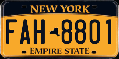 NY license plate FAH8801