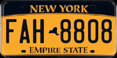 NY license plate FAH8808
