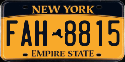 NY license plate FAH8815