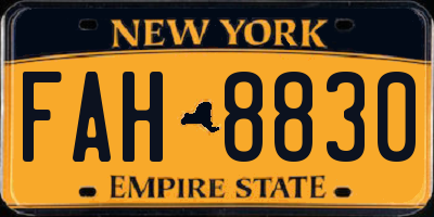 NY license plate FAH8830