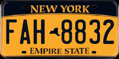 NY license plate FAH8832