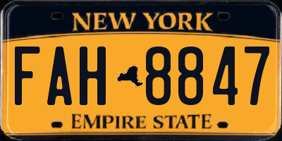 NY license plate FAH8847