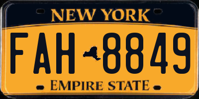 NY license plate FAH8849