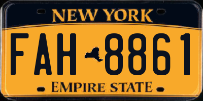 NY license plate FAH8861
