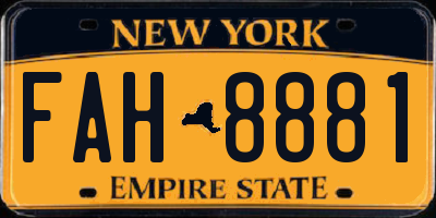 NY license plate FAH8881