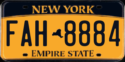 NY license plate FAH8884