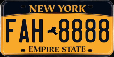 NY license plate FAH8888