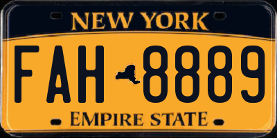 NY license plate FAH8889