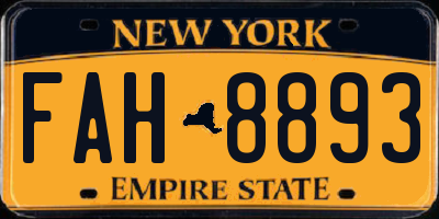 NY license plate FAH8893