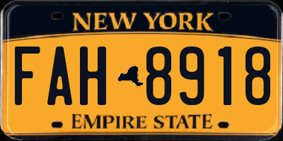 NY license plate FAH8918