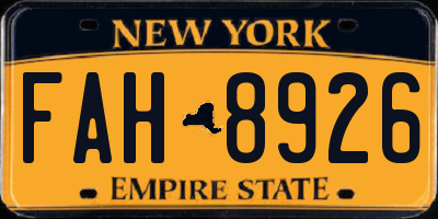NY license plate FAH8926