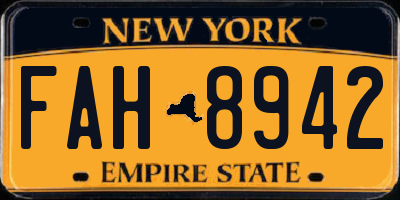 NY license plate FAH8942