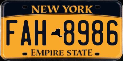 NY license plate FAH8986