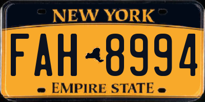 NY license plate FAH8994