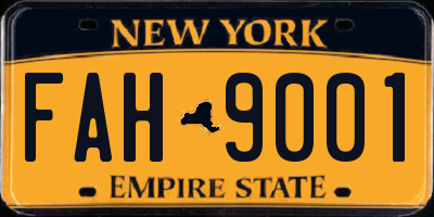 NY license plate FAH9001