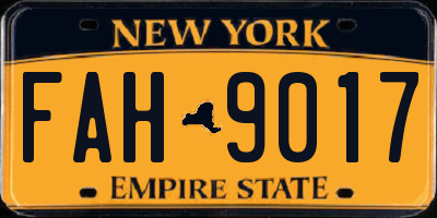 NY license plate FAH9017
