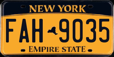 NY license plate FAH9035