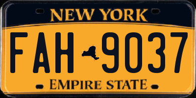 NY license plate FAH9037