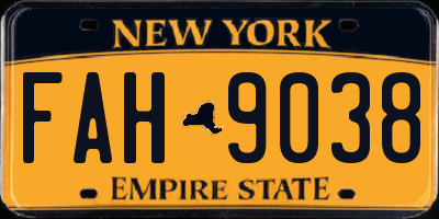 NY license plate FAH9038