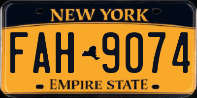 NY license plate FAH9074
