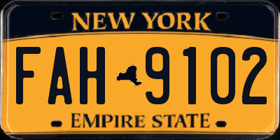 NY license plate FAH9102