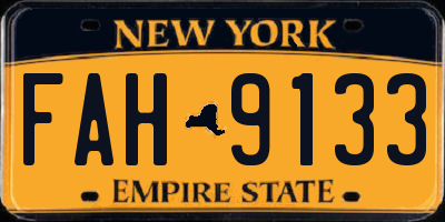 NY license plate FAH9133