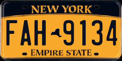 NY license plate FAH9134