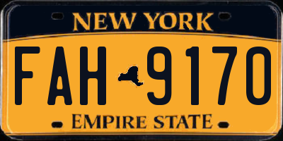 NY license plate FAH9170